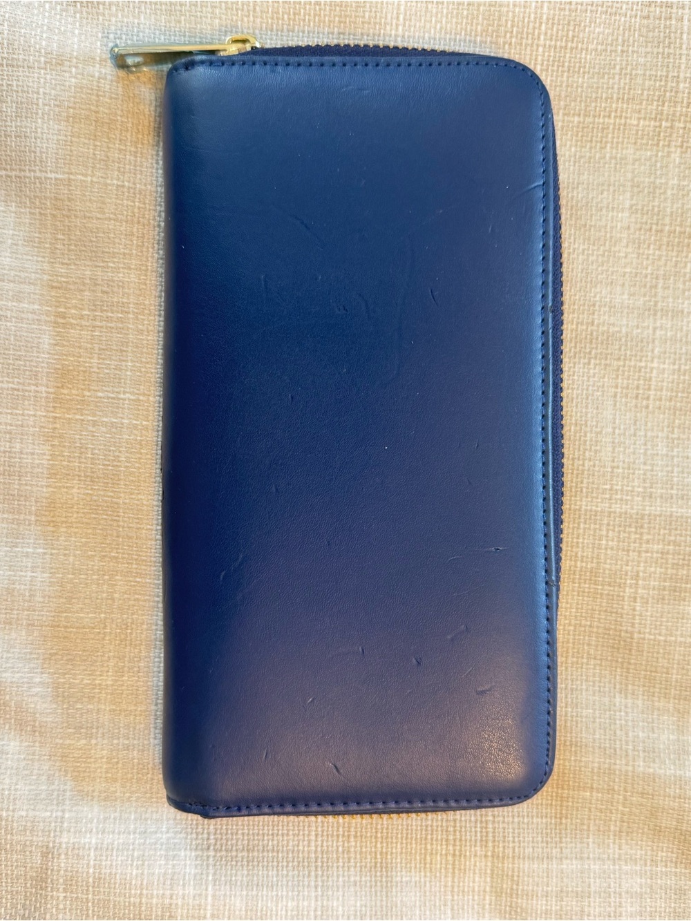 Celine Navy Leather Zip Wallet with Gold Logo - Picture 2 of 7